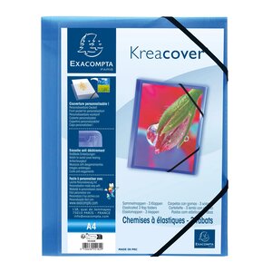 Chemise À Élastiques 3 Rabats Polypropylène Translucide Krea Cover - A4 - Bleu - X 25 - Exacompta