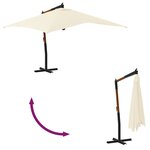 vidaXL Parasol de jardin en porte-à-faux avec mât en bois blanc sable