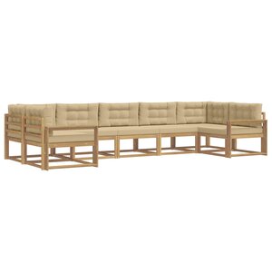 vidaXL Ensemble de canapés d'extérieur 7 Pièces Blanc et Beige