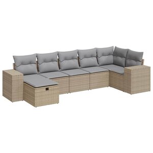 vidaXL Salon de jardin avec coussins 7 Pièces beige résine tressée