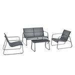 Salon de jardin de 4 meubles acier PVC noir gris foncé 03_0008241
