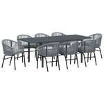 vidaXL Ensemble de salle à manger pour jardin 9 Pièces Gris Poly rotin