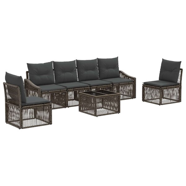 vidaXL Ensemble de canapé de jardin 7 pc Gris polyrotin