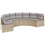 vidaXL Canapé de jardin avec coussins demi-rond beige résine tressée