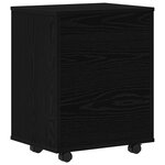 Meuble de rangement sur roulettes en chêne noir 46x36x59 cm en bois d'ingénierie