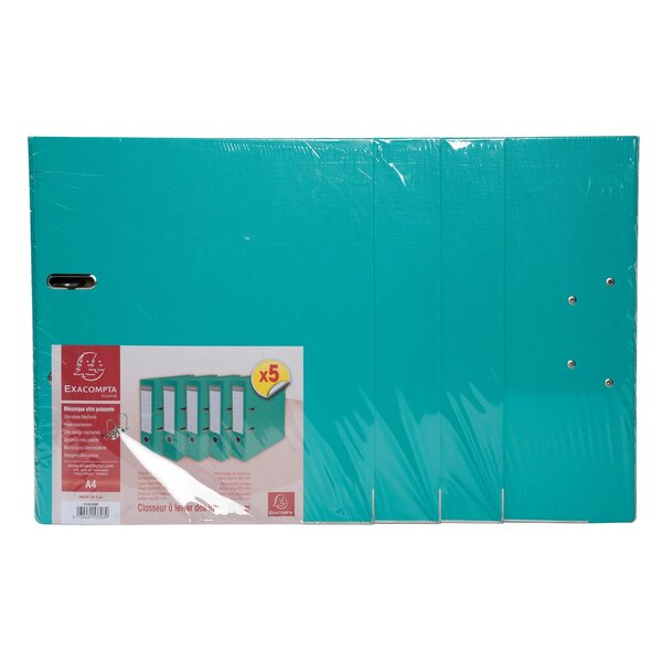 Lot De 5 Classeurs À Levier Intérieur Et Extérieur En Polypropylène - Dos De 80mm - Mécanique Prem'touch - Format À Classer A4 - Vert Clair - X 2 - Exacompta
