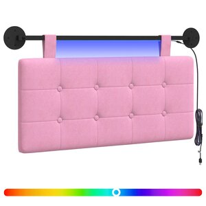 vidaXL Tête de lit suspendue Avec lumière LED Rose Tissu