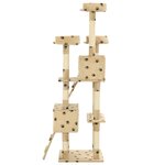 vidaXL Arbre à chat et griffoirs en sisal 170 cm Beige Motif de pattes