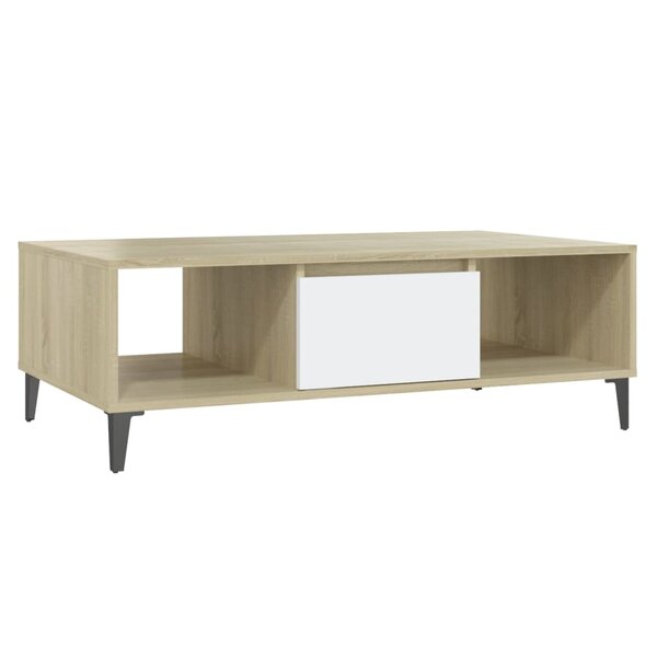 vidaXL Table basse blanc chêne sonoma 103 5x60x35 cm bois d'ingénierie