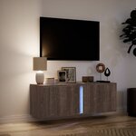 vidaXL Meuble TV mural avec lumières LED chêne marron 100x31x35 cm
