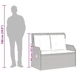 vidaXL Banc inclinable de jardin avec coussins noir résine tressée