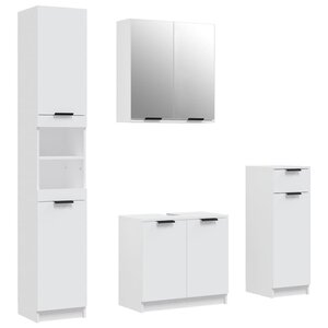 vidaXL Meubles de salle de bain 4 Pièces Blanc Bois d'ingénierie