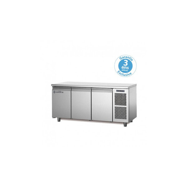 Table réfrigérée positive master groupe logé avec plan de travail standard - 3 portes 440l - coldline - r290 - inox 18/103440pleine