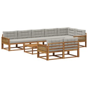 vidaXL Ensemble de canapés d'extérieur 9 Pièces Naturel et Gris clair