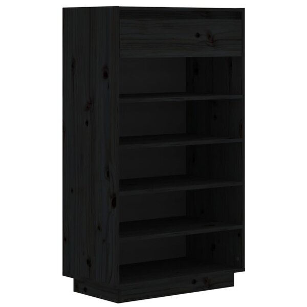 vidaXL Armoire à chaussures Noir 60x34x105 cm Bois de pin massif