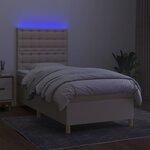 vidaXL Sommier à lattes de lit et matelas et LED Crème 90x190 cm Tissu