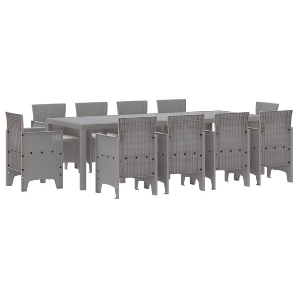 vidaXL Ensemble de Salle à Manger de Jardin de 11 Pièces avec Coussins Gris Clair Poly Rattan