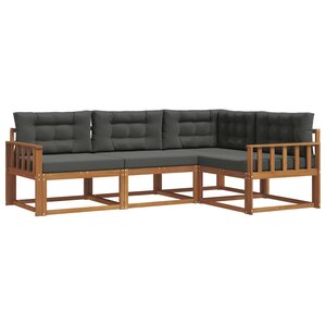 vidaXL Ensemble de canapés d'extérieur 4 pc Naturel et Anthracite