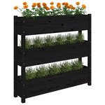 vidaXL Jardinière Noir 112x25x104 5 cm Bois massif de pin