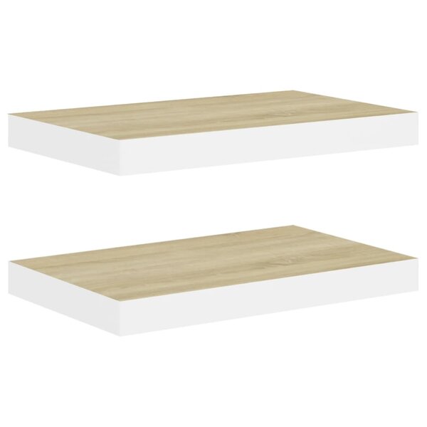 vidaXL Étagères flottantes 2 Pièces Chêne et blanc 40x23x3 8 cm MDF
