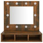 vidaXL Armoire à miroir avec LED Chêne fumé 60x31 5x62 cm