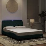 vidaXL Cadre de lit avec LED sans matelas vert foncé 120x200cm velours