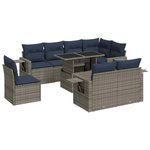 vidaXL Salon de jardin avec coussins 9Pièces marron résine tressée acacia