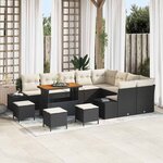 vidaXL Ensemble de canapé de jardin avec coussin 12 Pièces Noir  Crème