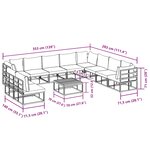 vidaXL Ensemble de canapé de jardin avec coussin 11 Pièces Noir Aluminium