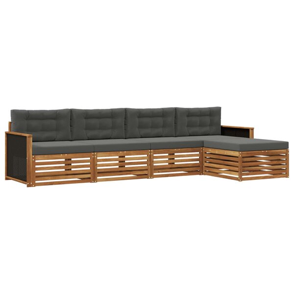 vidaXL Ensemble de canapés d'extérieur 5 Pièces Naturel et Anthracite