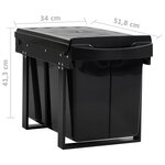 vidaXL Poubelle amovible de cuisine Fermeture en douceur 48 L