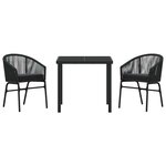 vidaXL Ensemble de salle à manger pour jardin 3 Pièces Noir Poly rotin