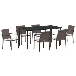 vidaXL Ensemble de salle à manger pour jardin 7 Pièces Marron et Noir