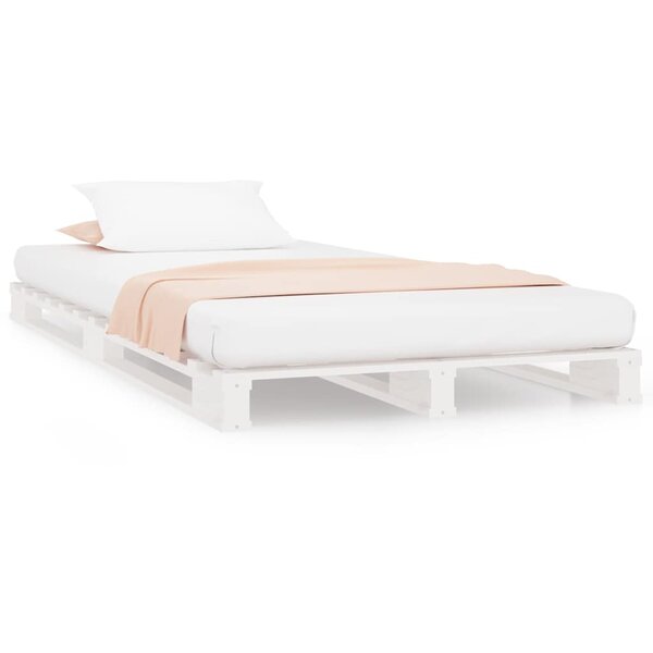 vidaXL Lit de palette blanc 100x200 cm bois de pin massif