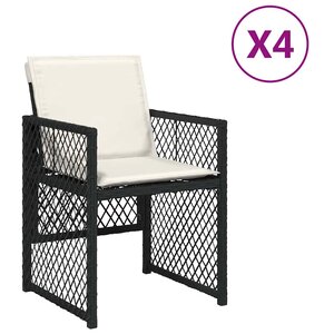 vidaXL Chaises de jardin lot de 4 avec coussins noir résine tressée