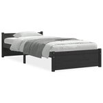 vidaXL Cadre de lit sans matelas noir bois massif 75x190 cm