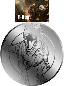 Monnaie T-REX 1/1000 Oz Platine 12$ Liberia 2026