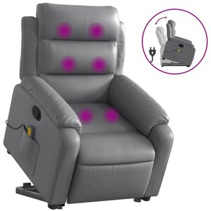 vidaXL Fauteuil inclinable de massage Gris Similicuir