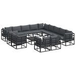 vidaXL Ensemble de canapé de jardin avec coussin 14 Pièces Noir Aluminium