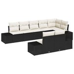 vidaXL Ensemble de canapé de jardin avec coussin 8 Pièces Noir et crème