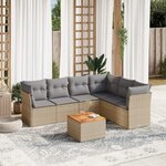 vidaXL Salon de jardin avec coussins 7 Pièces beige résine tressée