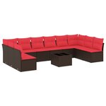 vidaXL Salon de jardin et coussins 11 Pièces marron résine tressée