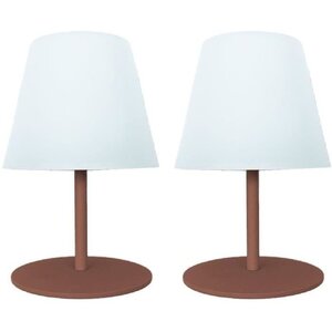 2 lampes de table sans fil TWINS - Terracota - H16 cm - LED