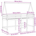 vidaXL Lit superposé et échelle et toit blanc 90x190cm bois pin massif