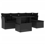 vidaXL Salon de jardin 6 Pièces avec coussins noir résine tressée