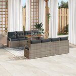 Canapé de Jardin vidaXL 9 Pièces avec Coussins Rattan Poly Gris Acacia