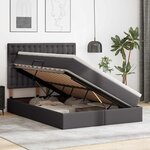 vidaXL Lit avec rangement et LED Gris 140 x 190 cm Cuir synthétique