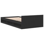 vidaXL Cadre de lit avec tiroir noir 90x200 cm bois d'ingénierie