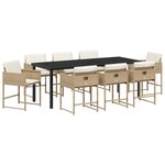 vidaXL Ensemble de salle à manger pour jardin 9 Pièces Beige polyrotin