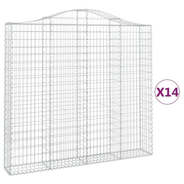 vidaXL Paniers à gabions arqués 14 Pièces 200x30x180/200 cm Fer galvanisé